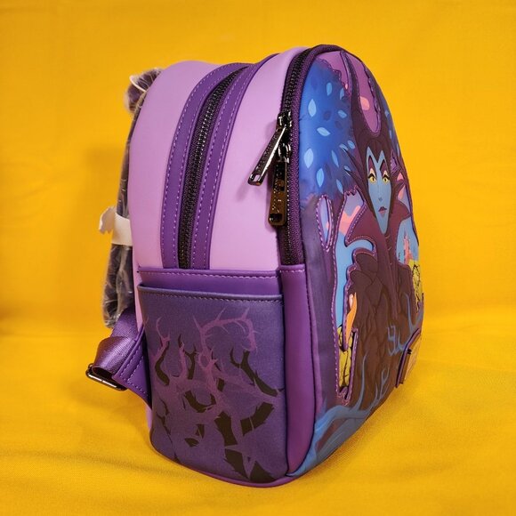 Loungefly Disney Villains Sleeping Beauty Maleficent Crow Layered Mini Backpack - Picture 4 of 11